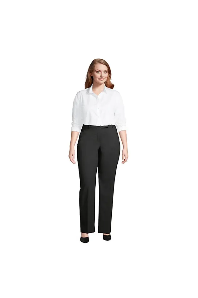 Lands039 End Pants Women Plus Size Washable Wool Straight Modern Pants Black