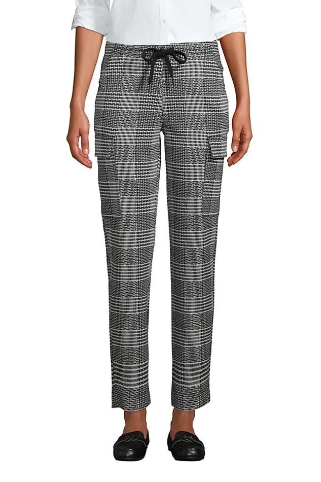 Lands039 End Pants Women Sport Knit High Rise Cargo Ankle Pants 8211 Jacquard Black Glen Plaid Lands039 End Pants Women Sport Knit High Rise Cargo Ankle Pants 8211 Jacquard Black Glen Plaid