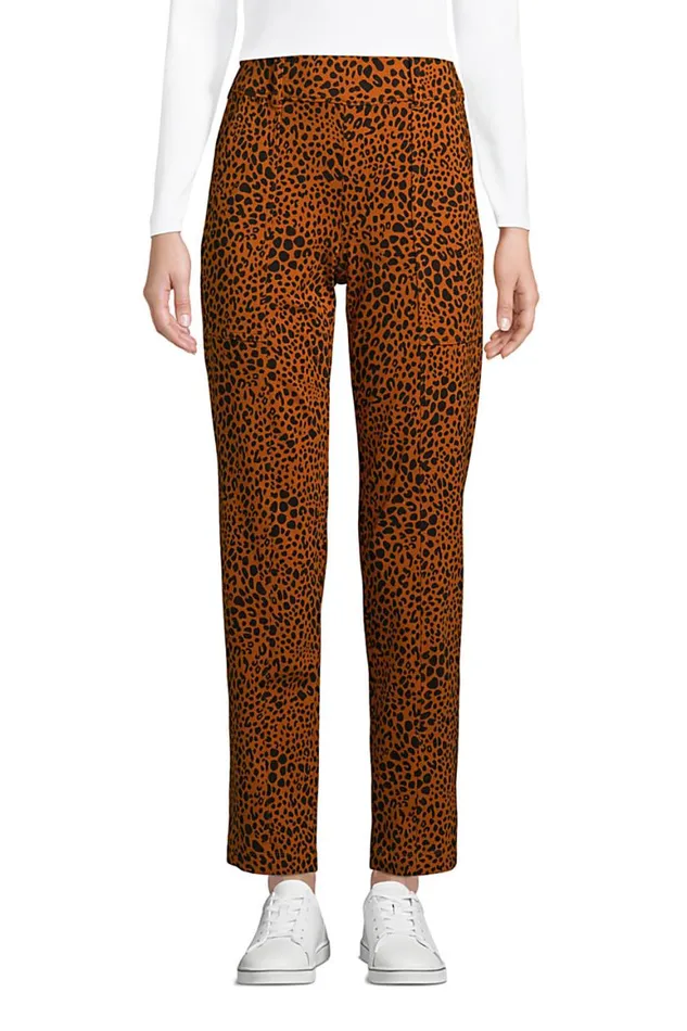 Lands039 End Pants Women Starfish Mid Rise Elastic Waist Pull On Utility Ankle Pants Burnt Caramel Leopard Print Lands039 End Pants Women Starfish Mid Rise Elastic Waist Pull On Utility Ankle Pants Burnt Caramel Leopard Print