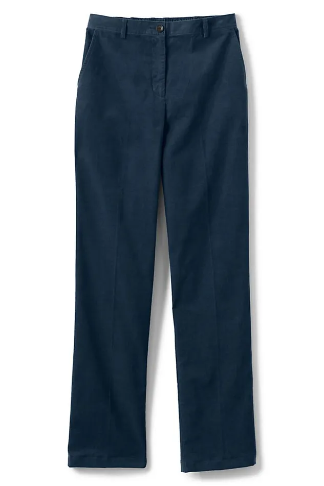 Lands039 End Pants Women Tall 7 Day Elastic Back Corduroy Pants Radiant Navy