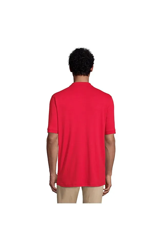 Lands039 End Polo Shirts Men Adaptive Short Sleeve Interlock Polo Shirt Blue