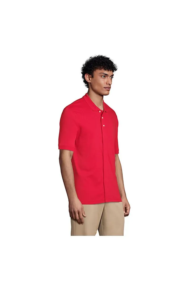 Lands039 End Polo Shirts Men Adaptive Short Sleeve Interlock Polo Shirt Blue