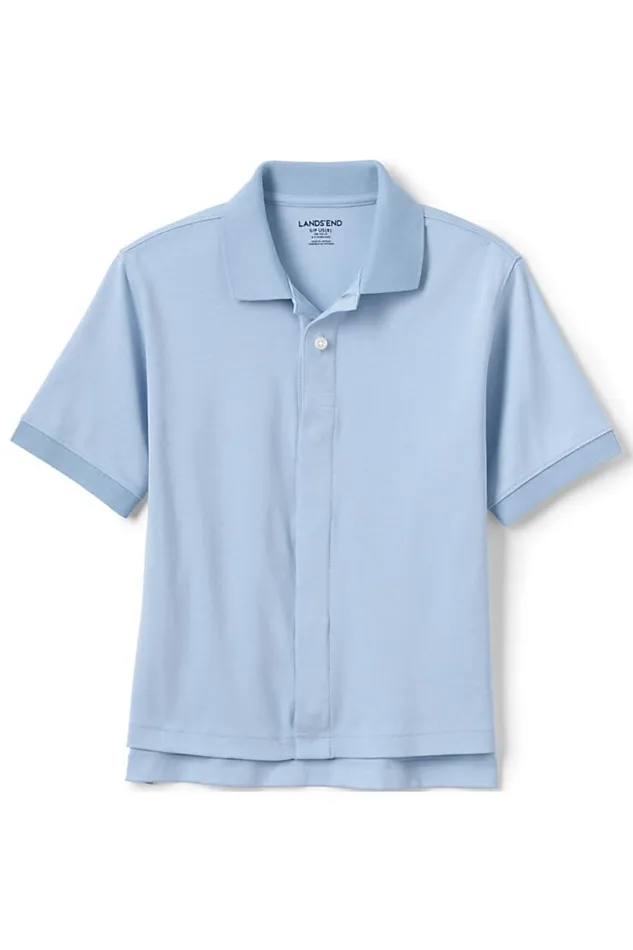 Lands039 End Polo Shirts Men Adaptive Short Sleeve Interlock Polo Shirt Blue