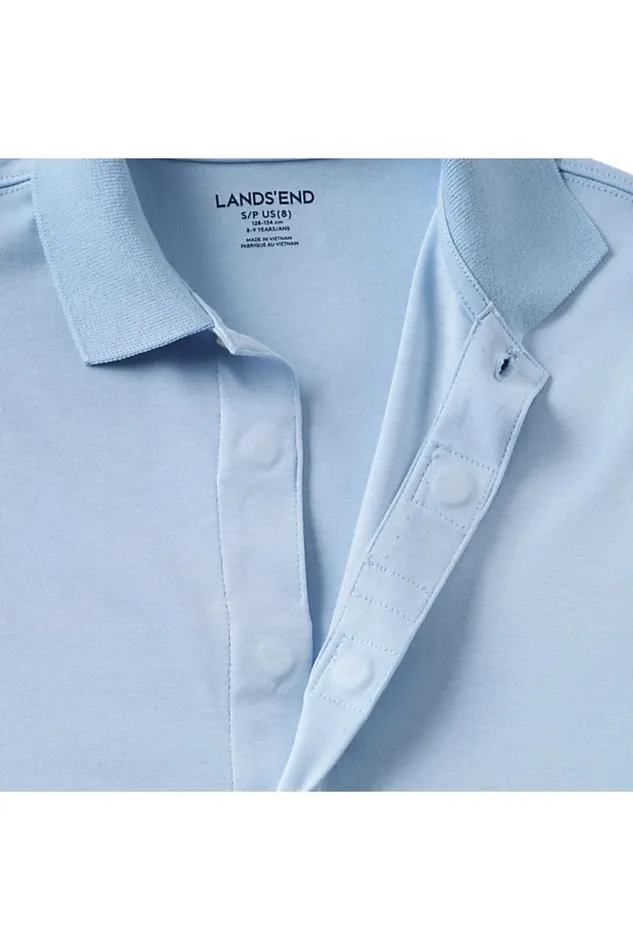 Lands039 End Polo Shirts Men Adaptive Short Sleeve Interlock Polo Shirt Blue