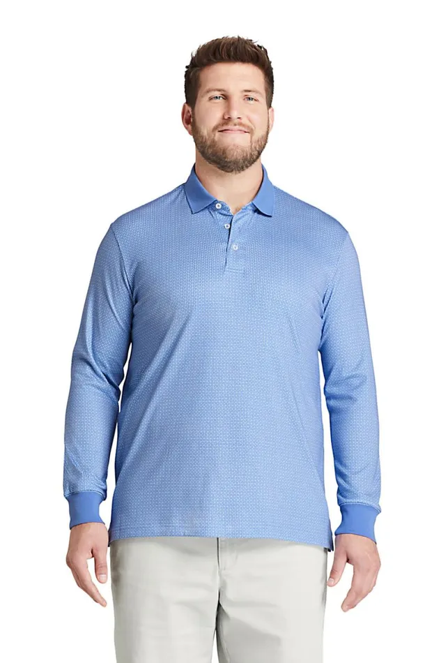 Lands039 End Polo Shirts Men Big And Tall Long Sleeve Pattern Super Soft Supima Polo Shirt Cloudy Blue Plaid Lands039 End Polo Shirts Men Big And Tall Long Sleeve Pattern Super Soft Supima Polo Shirt Cloudy Blue Plaid