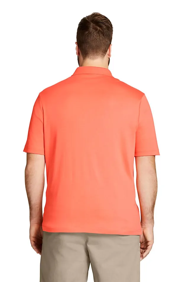 Lands039 End Polo Shirts Men Big And Tall Short Sleeve Super Soft Supima Polo Shirt With Pocket Papaya Orange
