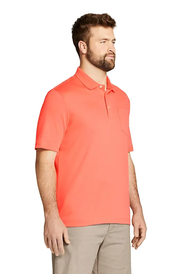Lands039 End Polo Shirts Men Big And Tall Short Sleeve Super Soft Supima Polo Shirt With Pocket Papaya Orange