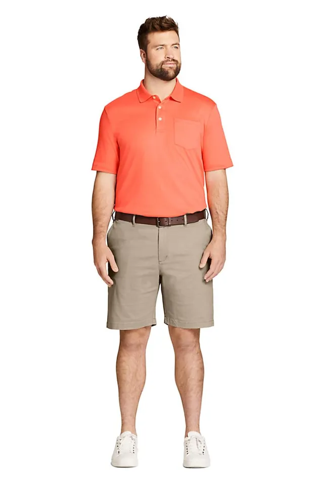Lands039 End Polo Shirts Men Big And Tall Short Sleeve Super Soft Supima Polo Shirt With Pocket Papaya Orange
