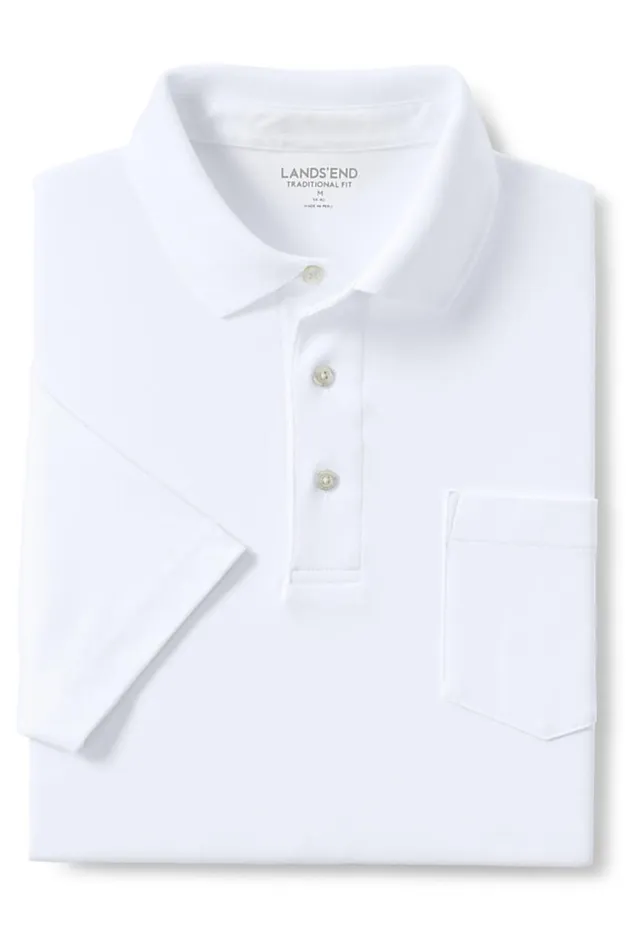 Lands039 End Polo Shirts Men Big And Tall Short Sleeve Super Soft Supima Polo Shirt With Pocket Papaya Orange