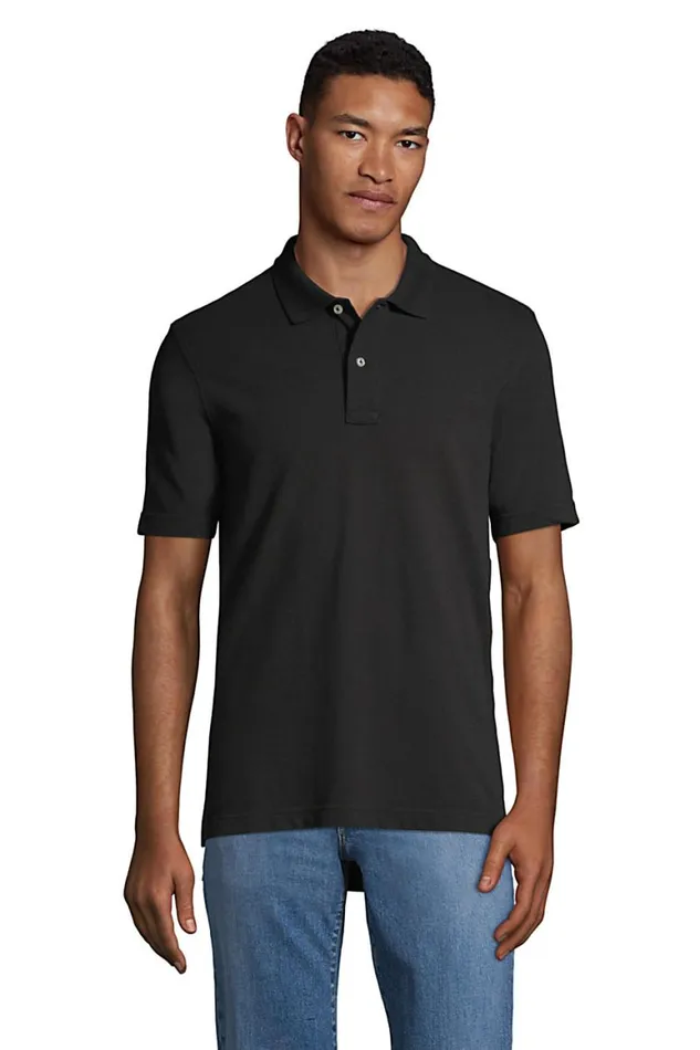 Lands039 End Polo Shirts Men Hemmed Mesh Polo Black