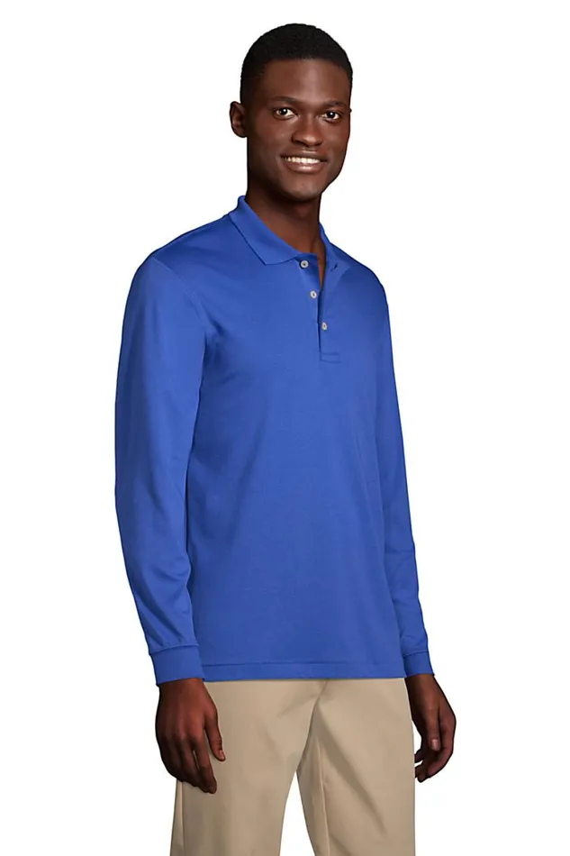 Lands039 End Polo Shirts Men Long Sleeve Performance Pima Polo Shirt Dark Cobalt Blue Lands039 End Polo Shirts Men Long Sleeve Performance Pima Polo Shirt Dark Cobalt Blue