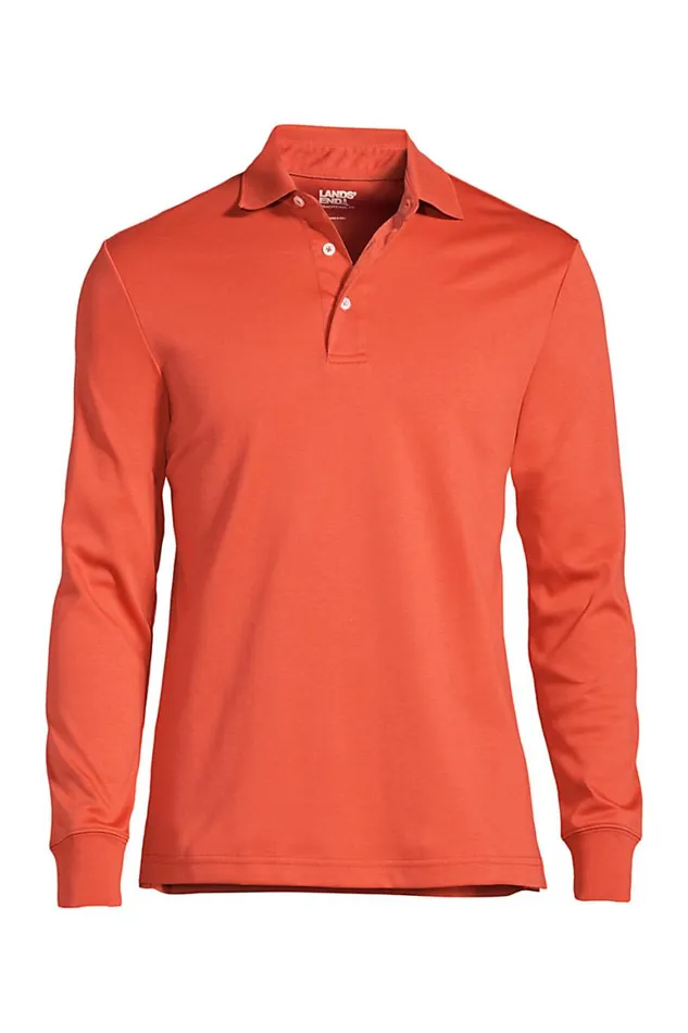 Lands039 End Polo Shirts Men Long Sleeve Super Soft Supima Polo Shirt Orange Clay Lands039 End Polo Shirts Men Long Sleeve Super Soft Supima Polo Shirt Orange Clay