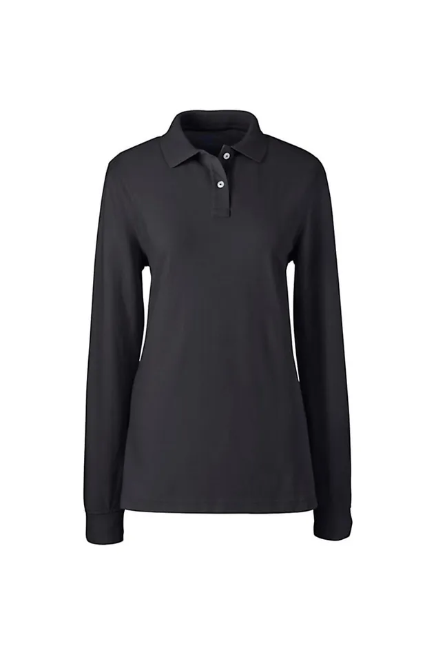 Lands039 End Polo Shirts Women Long Sleeve Mesh Polo Shirt Black Lands039 End Polo Shirts Women Long Sleeve Mesh Polo Shirt Black