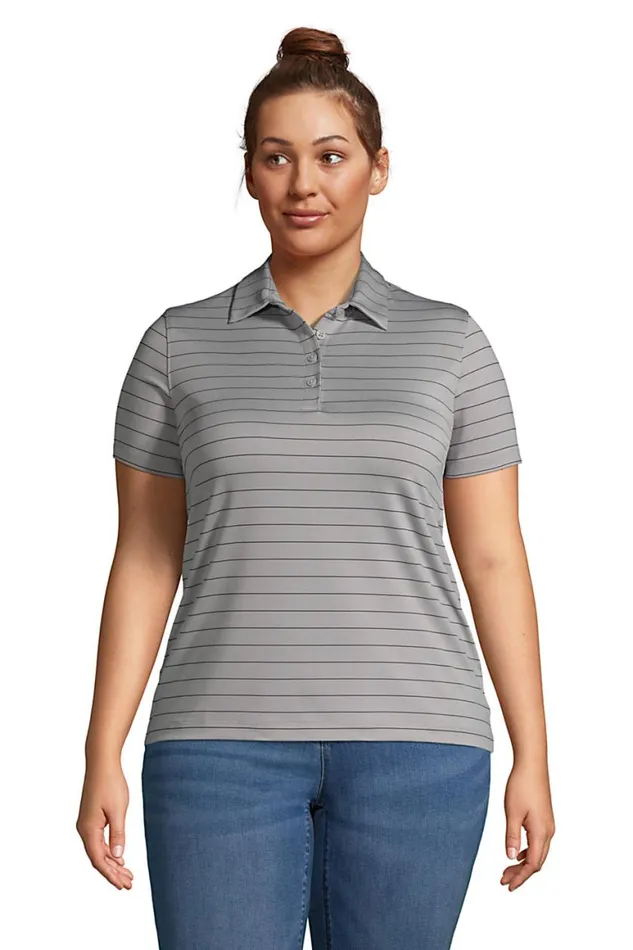 Lands039 End Polo Shirts Women Plus Size Rapid Dry Short Sleeve Striped Polo Shirt Harbor Gray Stripe Lands039 End Polo Shirts Women Plus Size Rapid Dry Short Sleeve Striped Polo Shirt Harbor Gray Stripe