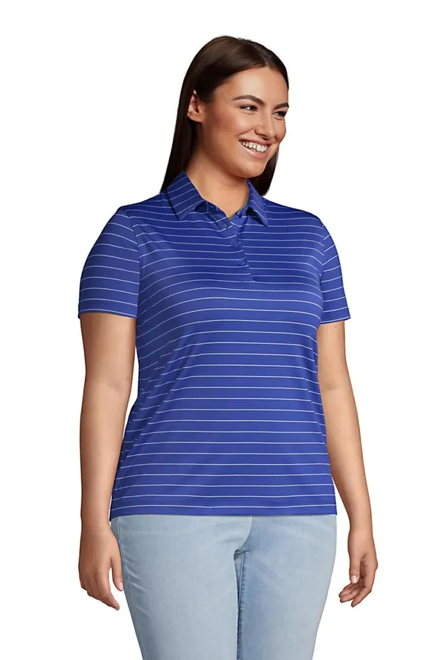 Lands039 End Polo Shirts Women Plus Size Rapid Dry Short Sleeve Striped Polo Shirt Harbor Gray Stripe Lands039 End Polo Shirts Women Plus Size Rapid Dry Short Sleeve Striped Polo Shirt Harbor Gray Stripe