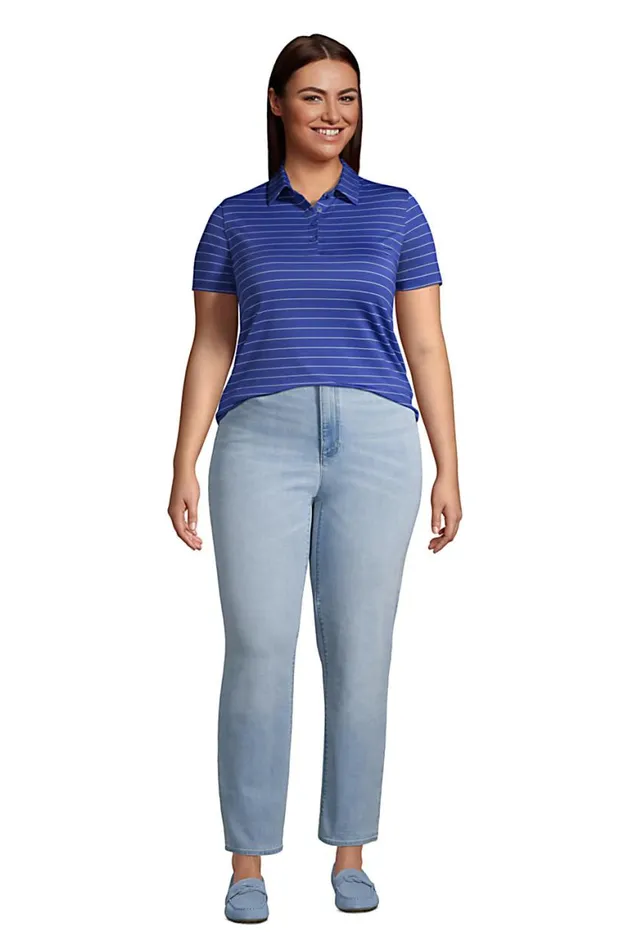 Lands039 End Polo Shirts Women Plus Size Rapid Dry Short Sleeve Striped Polo Shirt Harbor Gray Stripe Lands039 End Polo Shirts Women Plus Size Rapid Dry Short Sleeve Striped Polo Shirt Harbor Gray Stripe