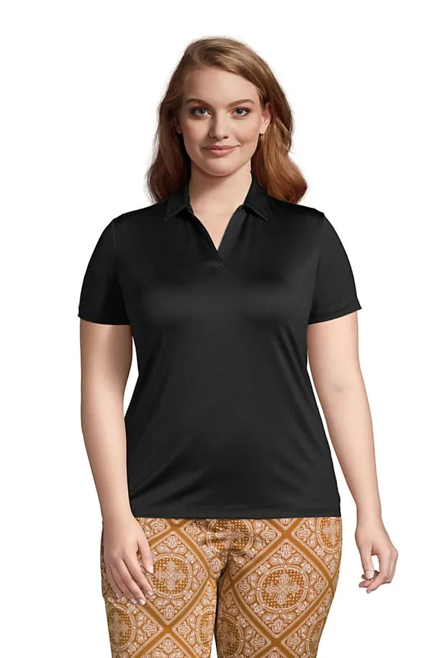 Lands039 End Polo Shirts Women Plus Size Short Sleeve Rapid Dry Sport Neck Polo Shirt Black Lands039 End Polo Shirts Women Plus Size Short Sleeve Rapid Dry Sport Neck Polo Shirt Black