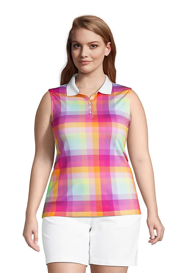 Lands039 End Polo Shirts Women Plus Size Sleeveless Supima Cotton Polo Fresh Lavender Rainbow Plaid Lands039 End Polo Shirts Women Plus Size Sleeveless Supima Cotton Polo Fresh Lavender Rainbow Plaid