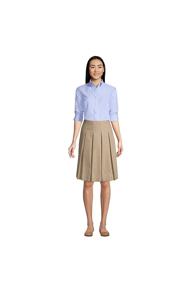 Lands039 End Shirts and Blouses Women Adaptive Long Sleeve Oxford Dress Shirt Blue