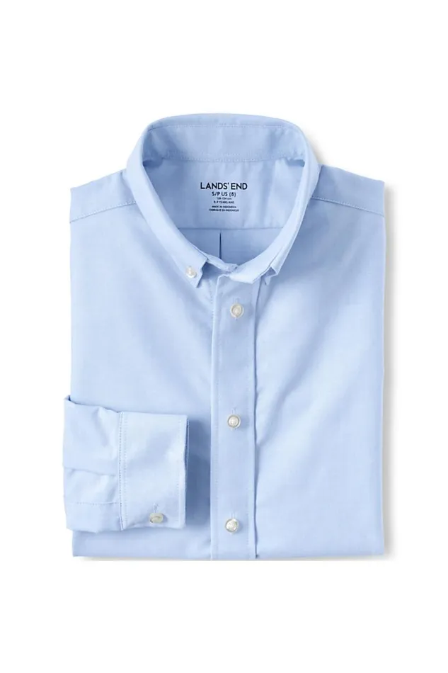 Lands039 End Shirts and Blouses Women Adaptive Long Sleeve Oxford Dress Shirt Blue