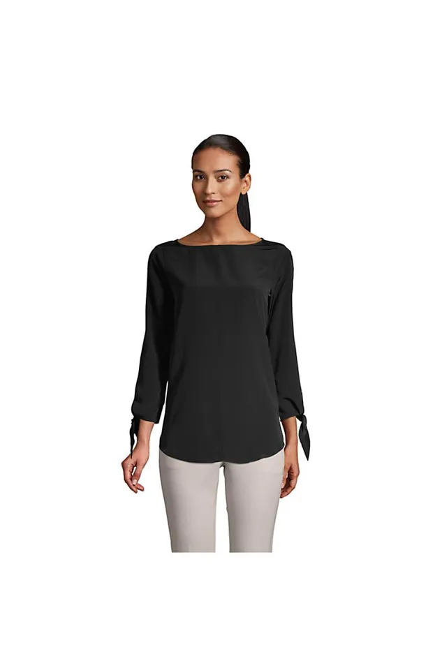 Lands039 End Shirts and Blouses Women Bracelet Sleeve Blouse Top Siam Blue