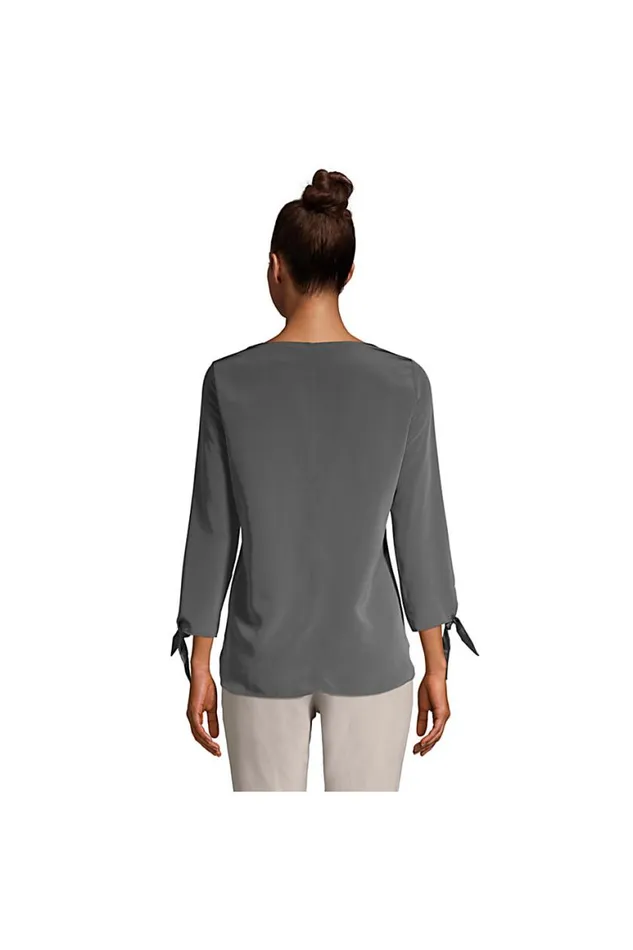 Lands039 End Shirts and Blouses Women Bracelet Sleeve Blouse Top Siam Blue Lands039 End Shirts and Blouses Women Bracelet Sleeve Blouse Top Siam Blue