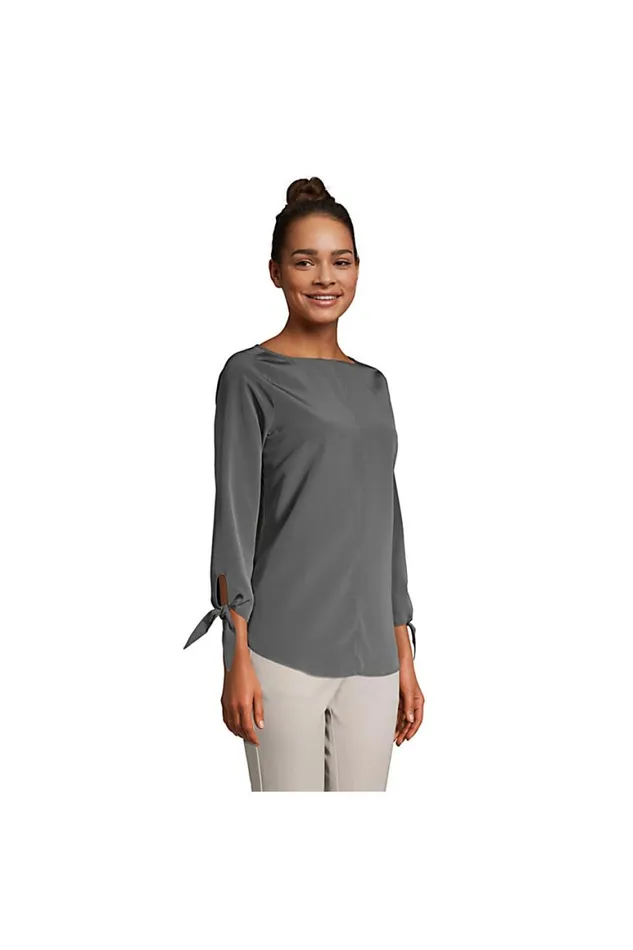 Lands039 End Shirts and Blouses Women Bracelet Sleeve Blouse Top Siam Blue Lands039 End Shirts and Blouses Women Bracelet Sleeve Blouse Top Siam Blue