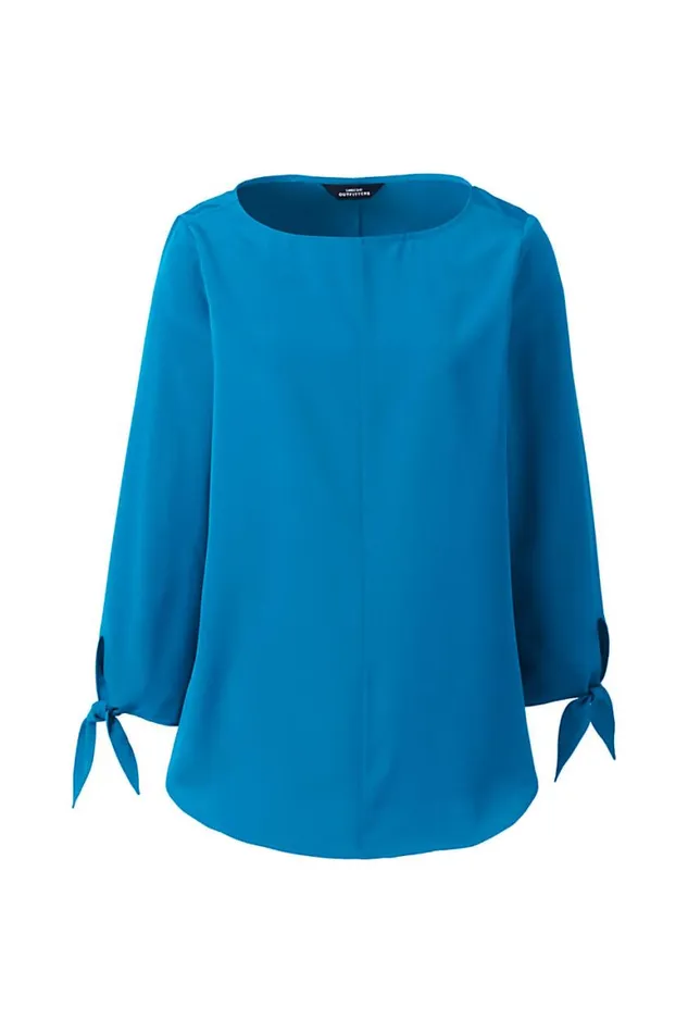 Lands039 End Shirts and Blouses Women Bracelet Sleeve Blouse Top Siam Blue Lands039 End Shirts and Blouses Women Bracelet Sleeve Blouse Top Siam Blue