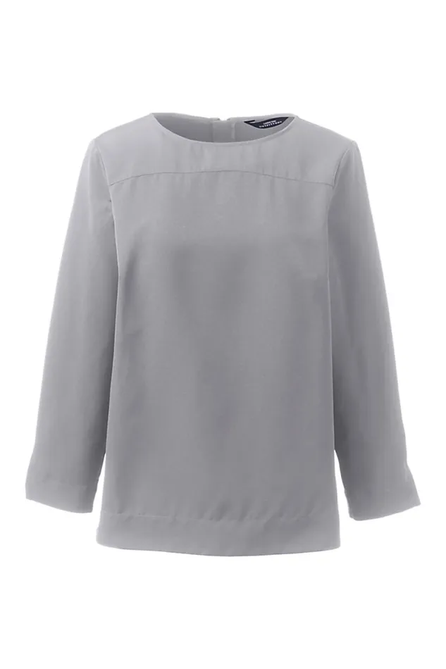 Lands039 End Shirts and Blouses Women Bracelet Sleeve Yoke Detail Soft Blouse Harbor Gray Lands039 End Shirts and Blouses Women Bracelet Sleeve Yoke Detail Soft Blouse Harbor Gray