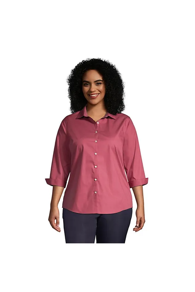Lands039 End Shirts and Blouses Women Plus Size 34 Sleeve Broadcloth Shirt Spiceberry Lands039 End Shirts and Blouses Women Plus Size 34 Sleeve Broadcloth Shirt Spiceberry