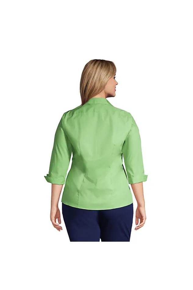 Lands039 End Shirts and Blouses Women Plus Size 34 Sleeve Broadcloth Shirt Spiceberry