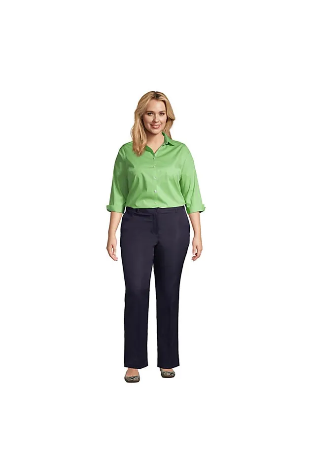 Lands039 End Shirts and Blouses Women Plus Size 34 Sleeve Broadcloth Shirt Spiceberry