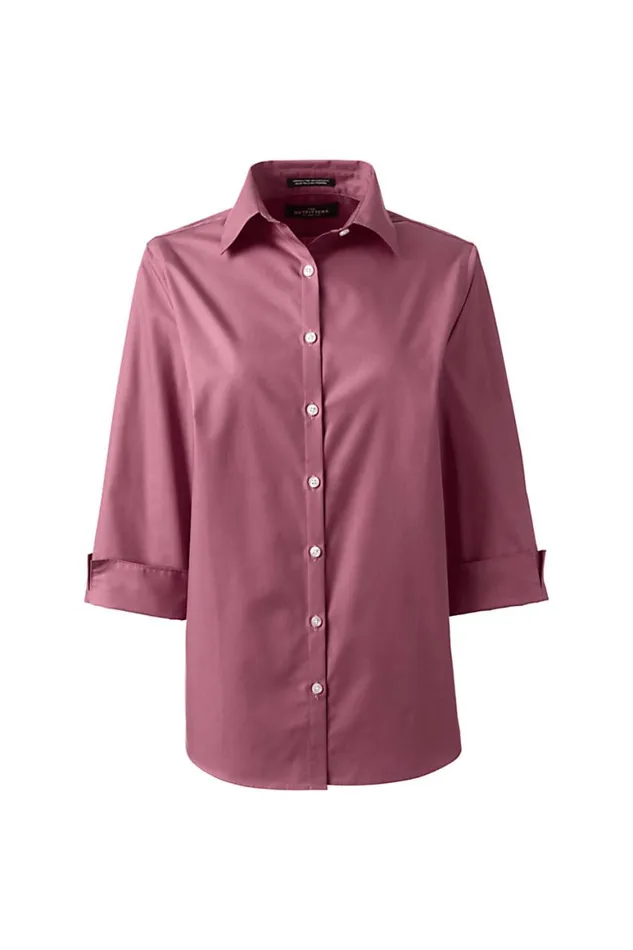 Lands039 End Shirts and Blouses Women Plus Size 34 Sleeve Broadcloth Shirt Spiceberry