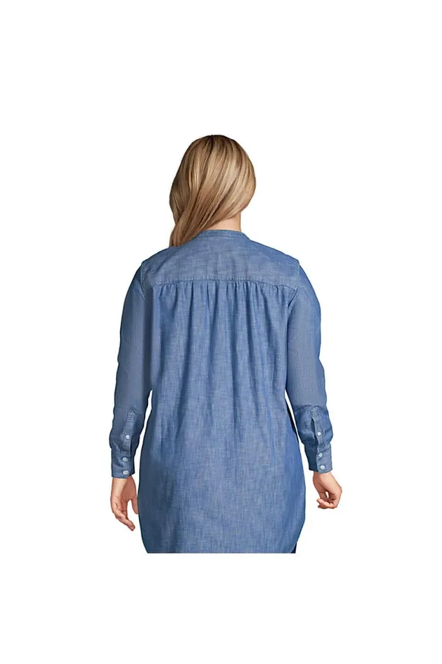 Lands039 End Shirts and Blouses Women Plus Size Chambray Aline Long Sleeve Tunic Top Medium Dark Indigo Chambray Lands039 End Shirts and Blouses Women Plus Size Chambray Aline Long Sleeve Tunic Top Medium Dark Indigo Chambray