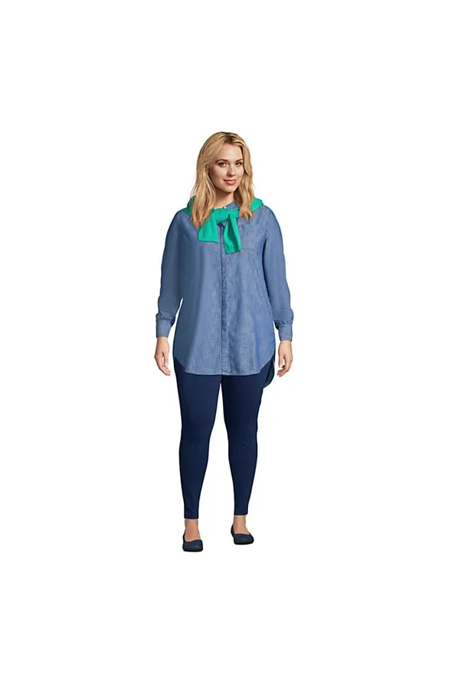 Lands039 End Shirts and Blouses Women Plus Size Chambray Aline Long Sleeve Tunic Top Medium Dark Indigo Chambray Lands039 End Shirts and Blouses Women Plus Size Chambray Aline Long Sleeve Tunic Top Medium Dark Indigo Chambray