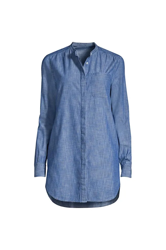 Lands039 End Shirts and Blouses Women Plus Size Chambray Aline Long Sleeve Tunic Top Medium Dark Indigo Chambray Lands039 End Shirts and Blouses Women Plus Size Chambray Aline Long Sleeve Tunic Top Medium Dark Indigo Chambray