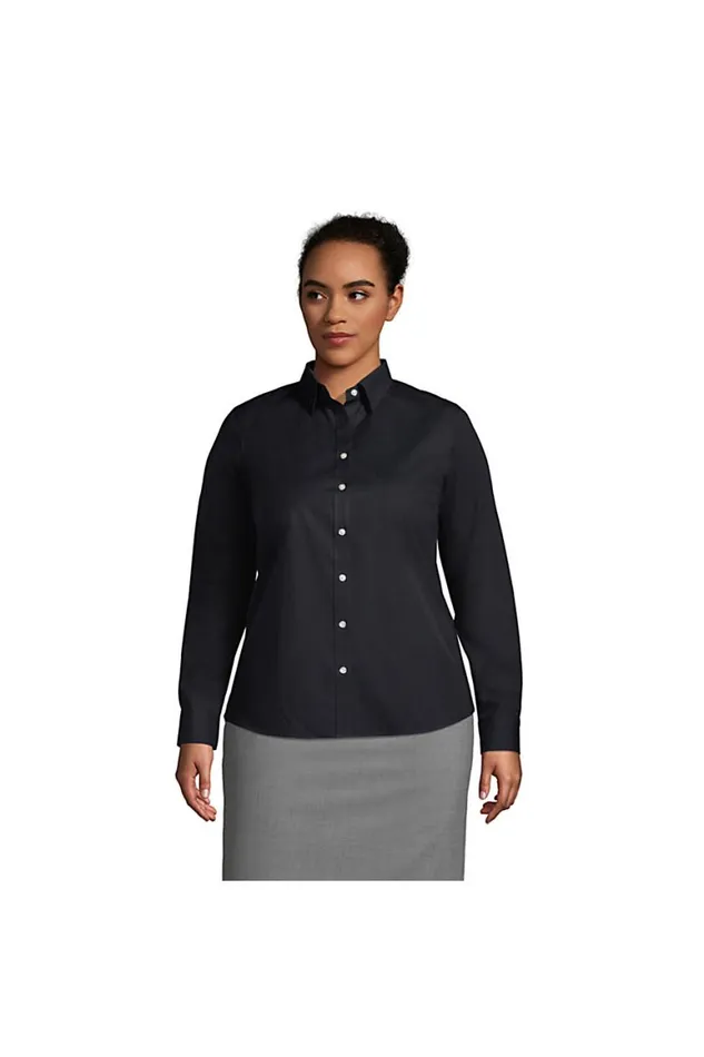 Lands039 End Shirts and Blouses Women Plus Size Long Sleeve No Iron Broadcloth Shirt Black Lands039 End Shirts and Blouses Women Plus Size Long Sleeve No Iron Broadcloth Shirt Black