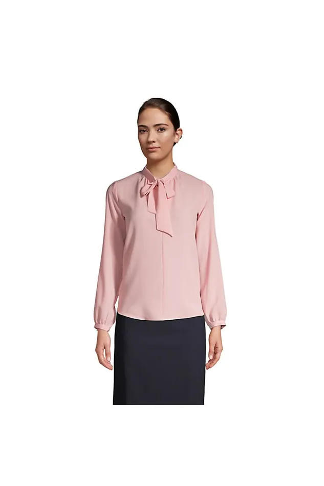 Lands039 End Shirts and Blouses Women Polyester Crepe Long Sleeve Tie Neck Popover Blouse Vintage Peony Lands039 End Shirts and Blouses Women Polyester Crepe Long Sleeve Tie Neck Popover Blouse Vintage Peony