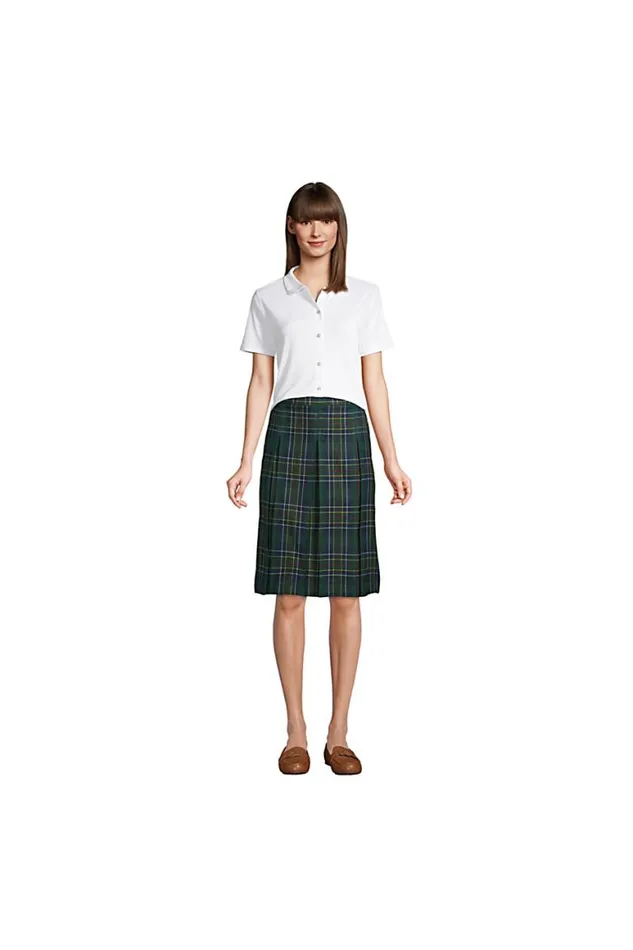 Lands039 End Shirts and Blouses Women Short Sleeve Button Front Peter Pan Collar Knit Shirt Blue