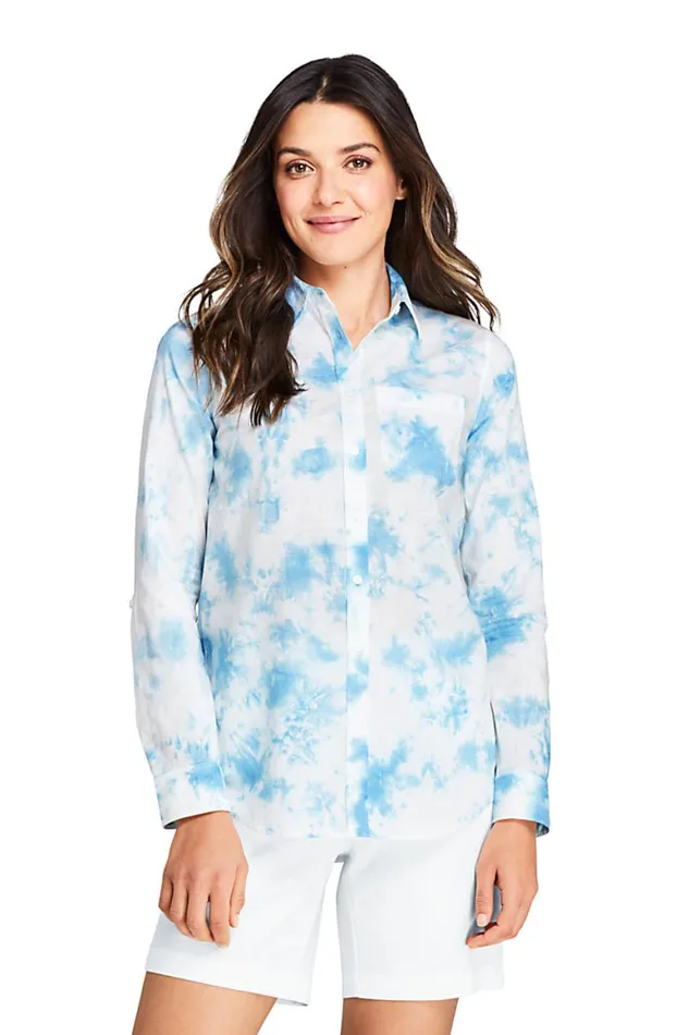 Lands039 End Shirts and Blouses Women Tie Dye Boyfriend Fit Cotton Tunic Top Dusk Blue Tie Dye Lands039 End Shirts and Blouses Women Tie Dye Boyfriend Fit Cotton Tunic Top Dusk Blue Tie Dye
