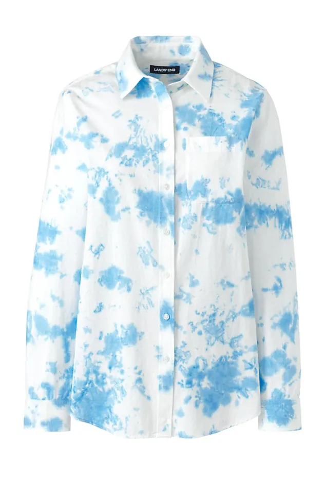 Lands039 End Shirts and Blouses Women Tie Dye Boyfriend Fit Cotton Tunic Top Dusk Blue Tie Dye Lands039 End Shirts and Blouses Women Tie Dye Boyfriend Fit Cotton Tunic Top Dusk Blue Tie Dye