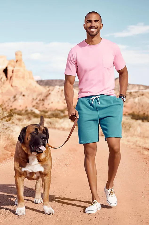 Lands039 End Shorts Men Serious Sweats Shorts Papaya Orange