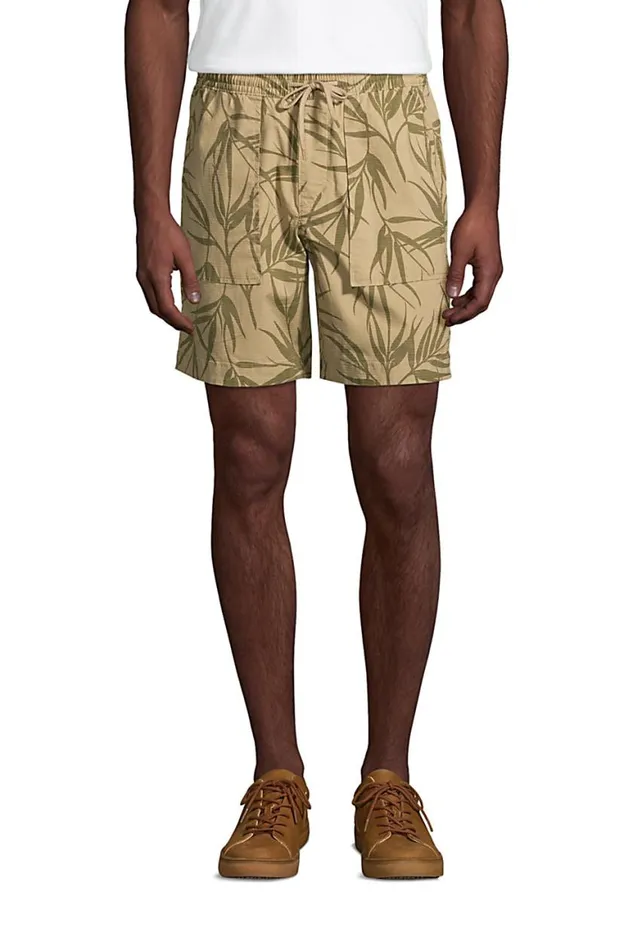 Lands039 End Shorts Men Stretch Ripstop Utility Shorts 7034 Khaki Palm