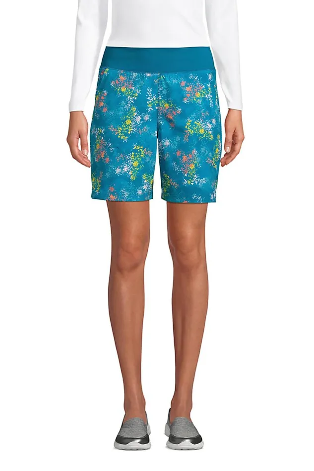 Lands039 End Shorts Women 7034 High Rise Everyday Active Shorts Baltic Teal Tie Dye Floral Lands039 End Shorts Women 7034 High Rise Everyday Active Shorts Baltic Teal Tie Dye Floral