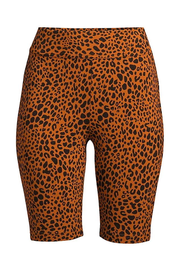 Lands039 End Shorts Women High Rise Starfish 9034 Bike Shorts Burnt Caramel Leopard Print