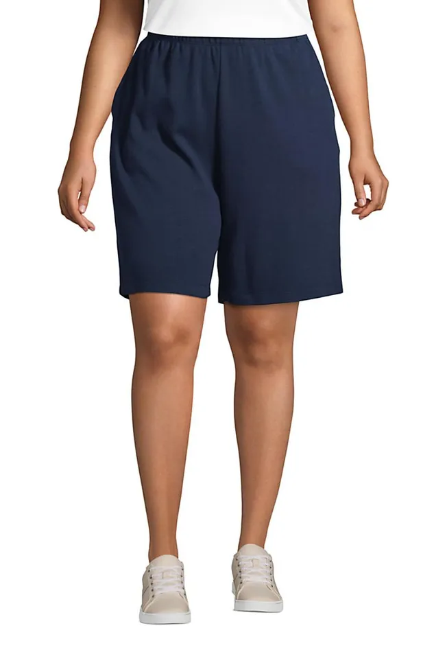 Lands039 End Shorts Women Plus Size Sport Knit High Rise Elastic Waist Pull On Shorts Radiant Navy Lands039 End Shorts Women Plus Size Sport Knit High Rise Elastic Waist Pull On Shorts Radiant Navy