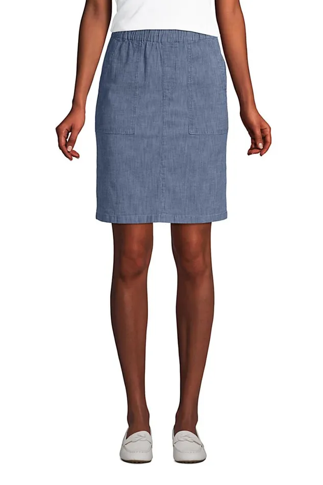 Lands039 End Skirts and Skorts Women Mid Rise Elastic Waist Pull On Chambray Skort Evening Sky Chambray Lands039 End Skirts and Skorts Women Mid Rise Elastic Waist Pull On Chambray Skort Evening Sky Chambray
