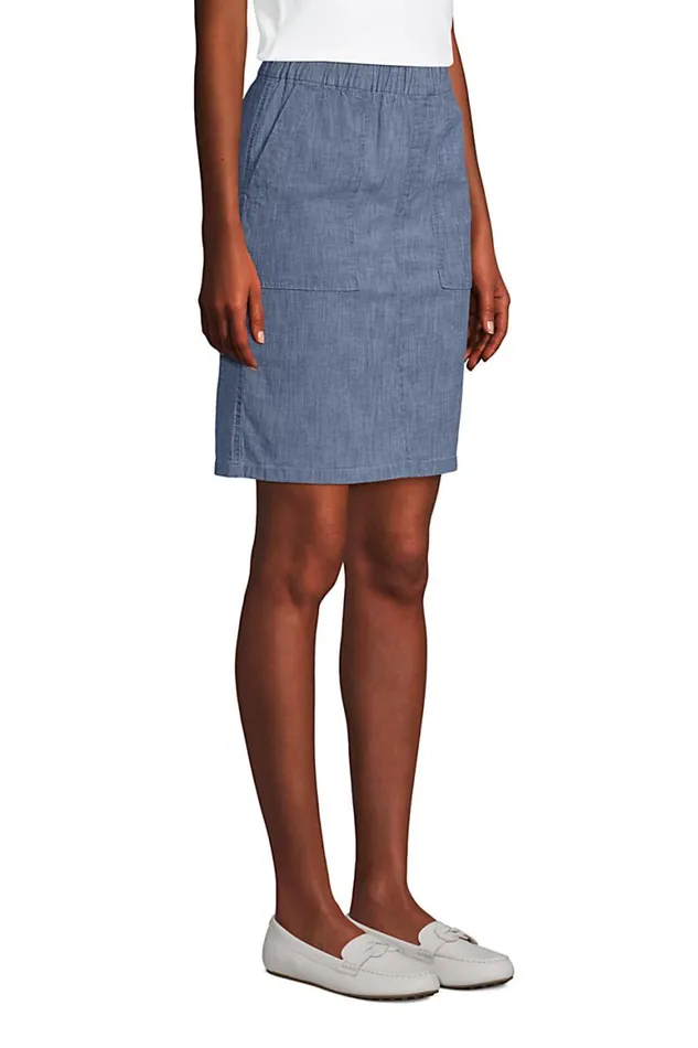 Lands039 End Skirts and Skorts Women Mid Rise Elastic Waist Pull On Chambray Skort Evening Sky Chambray Lands039 End Skirts and Skorts Women Mid Rise Elastic Waist Pull On Chambray Skort Evening Sky Chambray