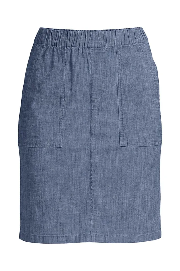 Lands039 End Skirts and Skorts Women Mid Rise Elastic Waist Pull On Chambray Skort Evening Sky Chambray Lands039 End Skirts and Skorts Women Mid Rise Elastic Waist Pull On Chambray Skort Evening Sky Chambray