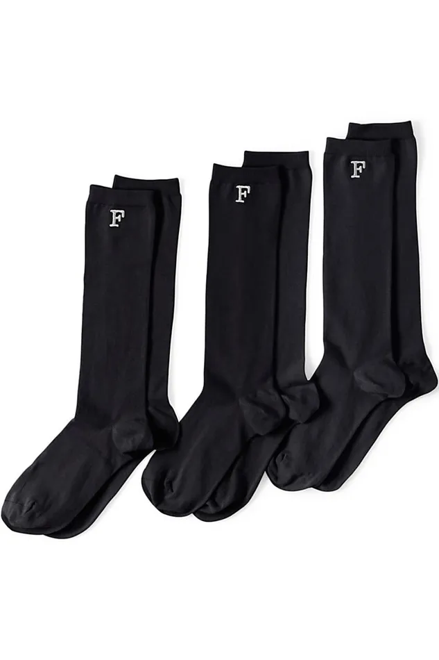 Lands039 End Socks and Hosiery Women 3pack Seamless Toe Solid Trouser Socks Black